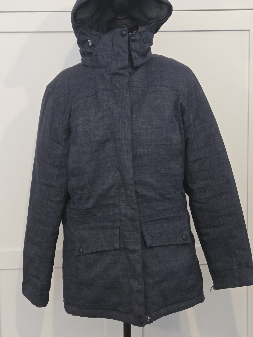 LL Bean Baxter State Hooded Down Technical Ski Winter Parka Jacket Coat XS Blue
